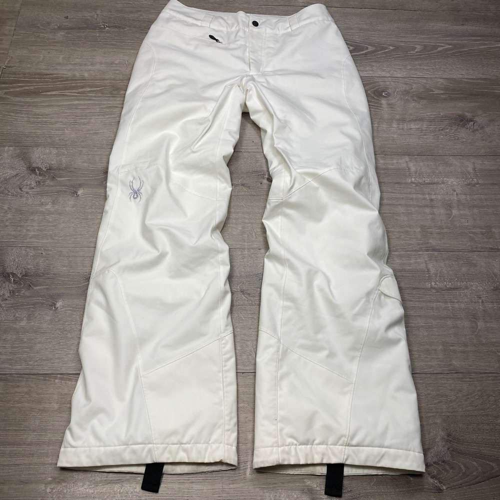 Spyder Snow Pants Womens 10 White Insulated Ski Snowboard Cargo Winter Sport